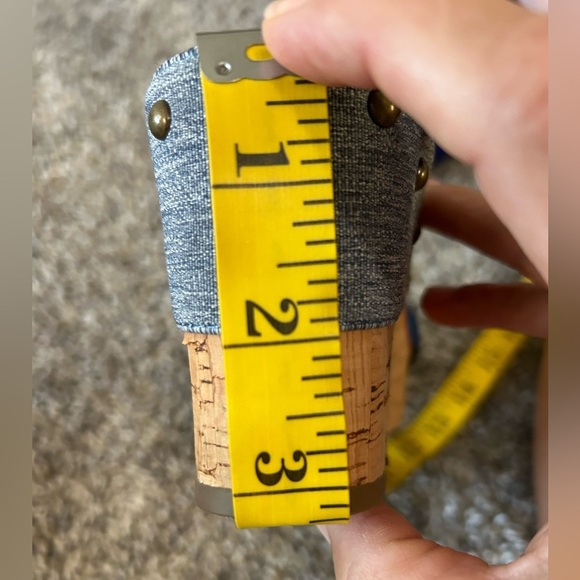 Crown Vintage cork platform heels with stretch denim like fabric size 8 - Picture 7 of 7